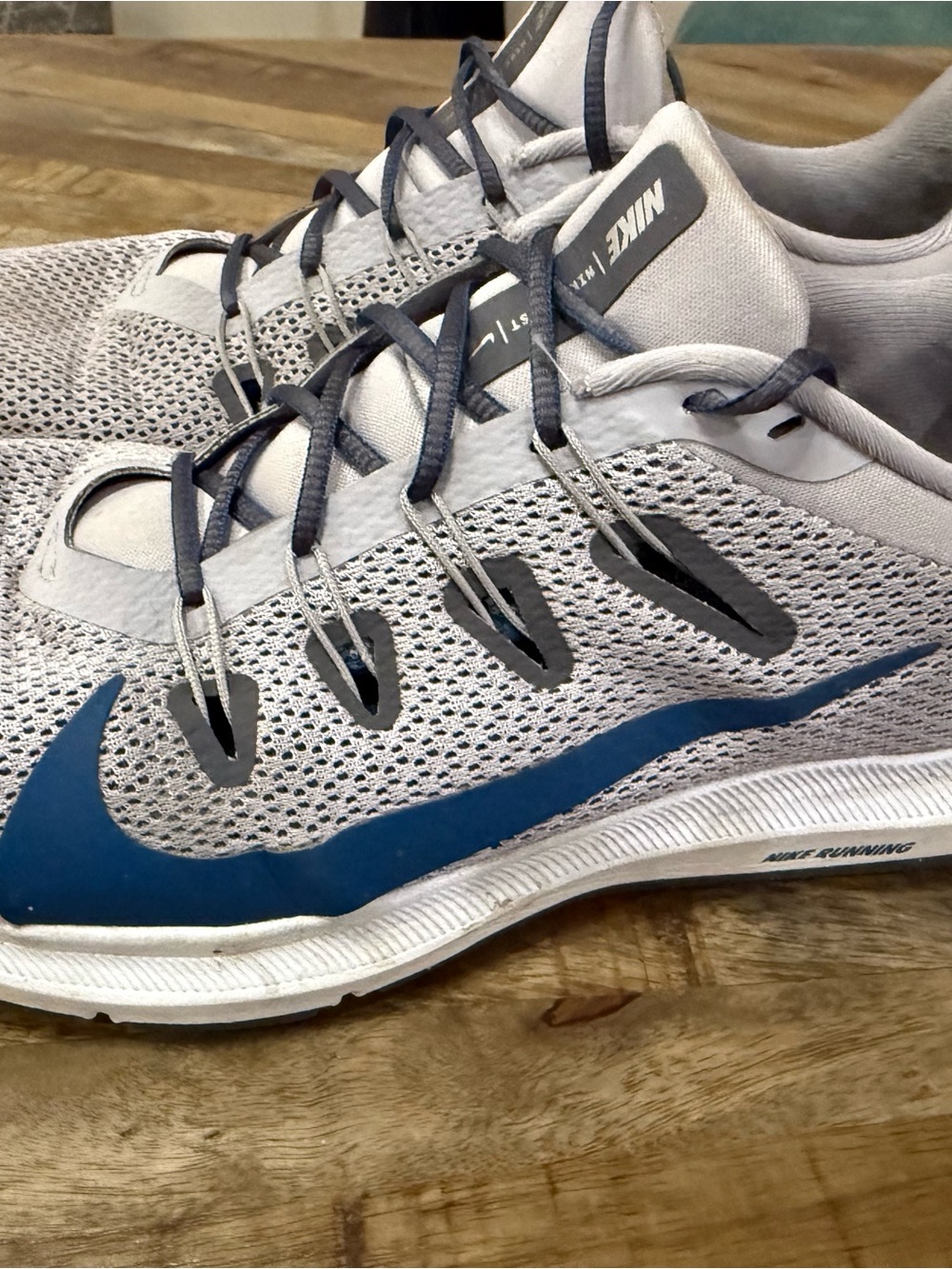 Nike Men’s Light Grey and Blue Running Sneakers
